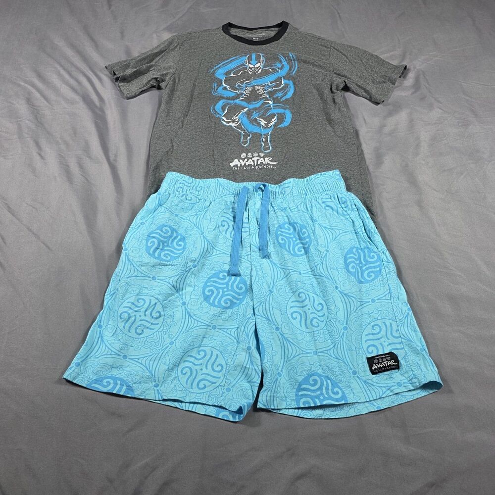 Avatar Short Sleeve Top & Shorts Pajama Set Heathered Gray Men's Size Small